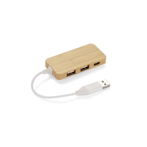 Bambusa sadalītājs USB HUB ar maināmu kontaktdakšu - RIVO