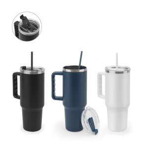 JOYNER XL. Liela nerūsējošā tērauda ceļojumu krūze (91% pārstrādāta) ar vakuumizolētu dubultu sienu un matētu apdari 1300 ml.