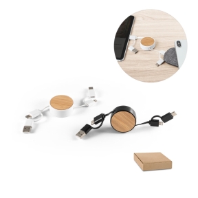 RUBINS. 6-in-1 ievelkams USB kabelis no pārstrādāta ABS (100% rABS) un bambusa.