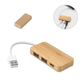 MOSER. HUB ar 2 USB-A un 1 USB-C pieslēgvietu bambusā
