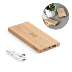 FITCH. Power banka 5 000 mAh ar 5W bezvadu lādētāju bambusa krāsā